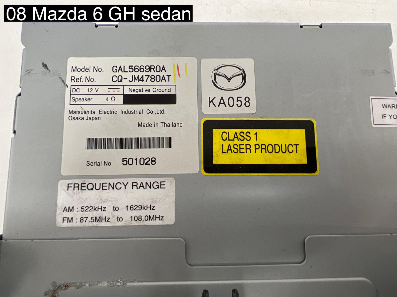 View Auto part Radio/Cd/Dvd/Sat/Tv Mazda 6 2008